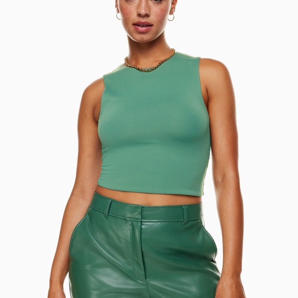 Aritzia babaton dark forest green contour muscle seamless cropped tank top - Picture 2 of 6
